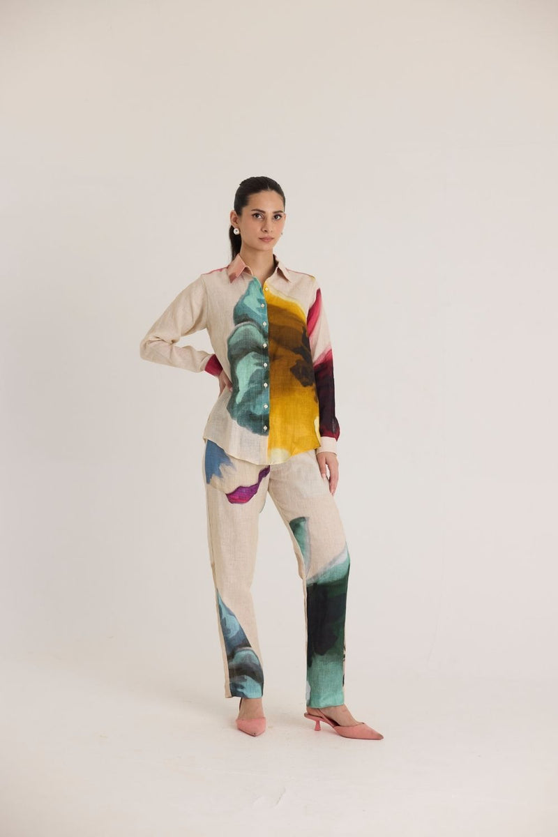 LILA CO-ORD SET linen by Yam in white color for women in Singapore