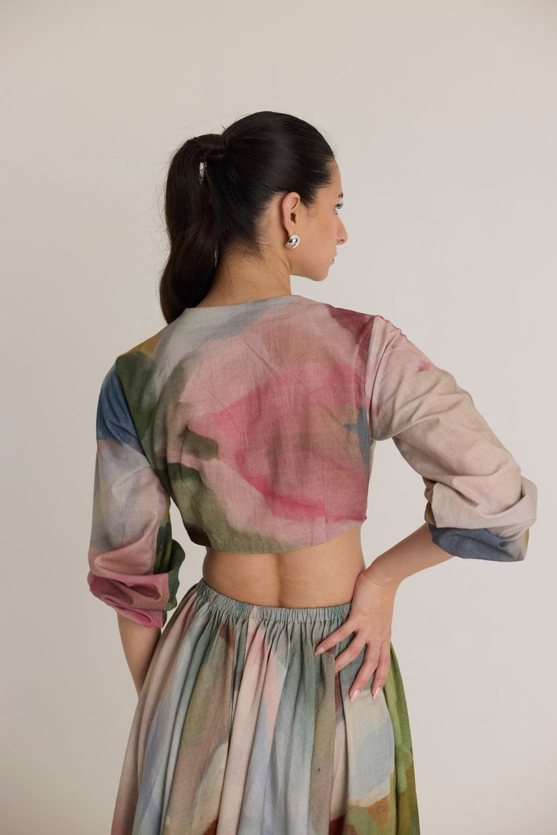 TILLY BOTH SIDE CUT DRESS poplin by Yam in multi color for women in Singapore