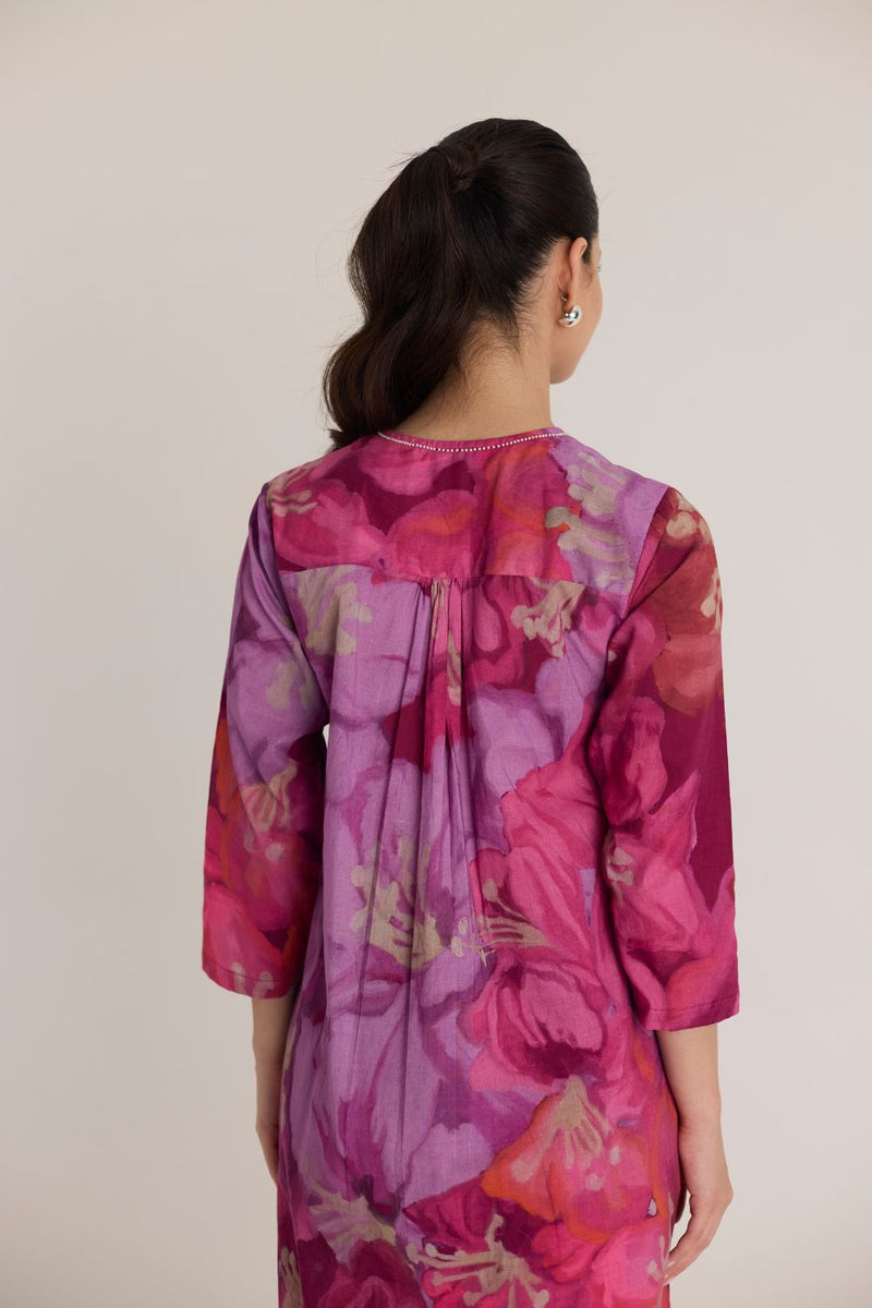 VIOLET GIA STYLE KURTA SET cotton by Yam in pink color for women in Singapore