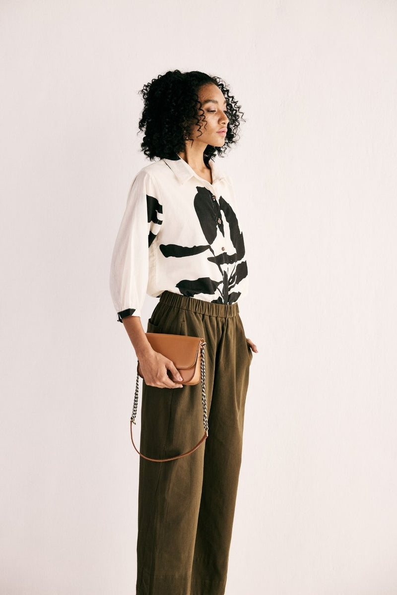 OLIVE TROUSERS twill by Khara Kapas in green for women in Singapore