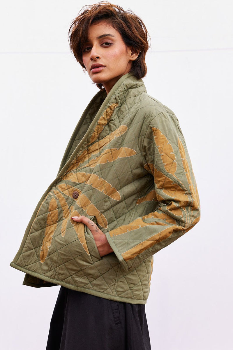 Lawn jacket cotton by Khara Kapas in green for women in Singapore