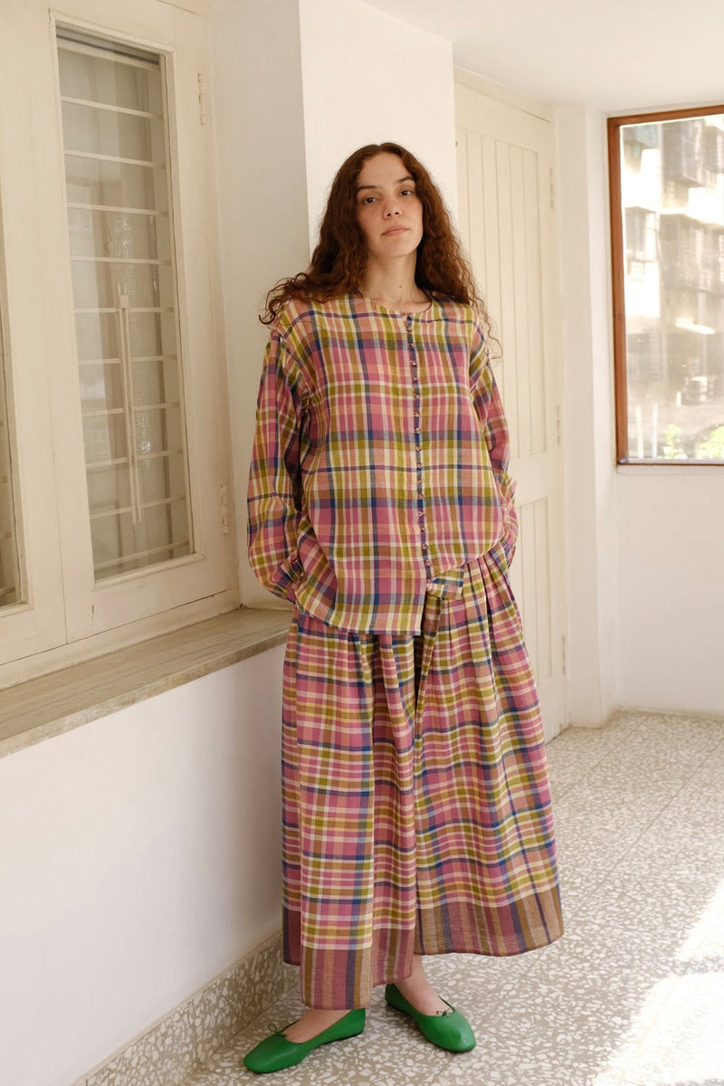 Billie Top handwoven cotton top/shirt by MASON AND MILL in multi-color for women in Singapore