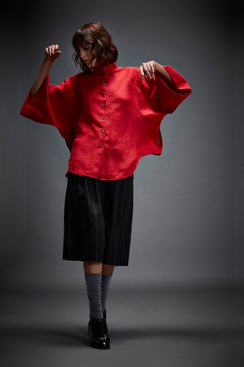 CAMILLE SHIRT linen by Chola in red color for women in Singapore