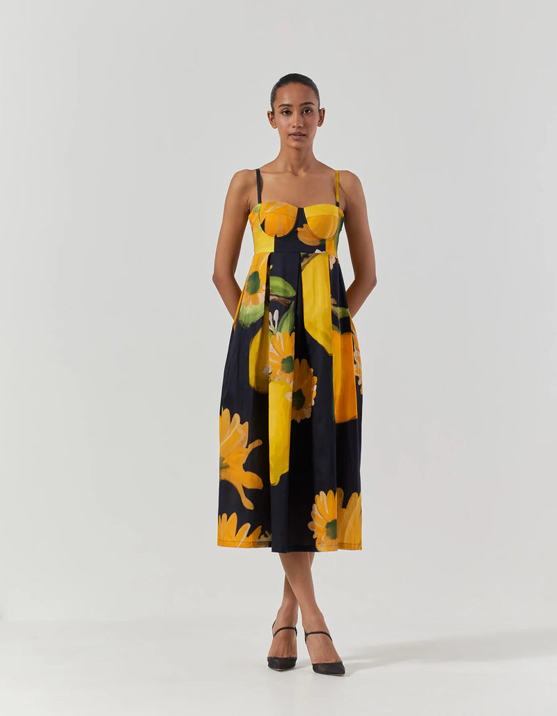 POMELLO BRALETTE DRESS satin by Yam in black color for women in Singapore