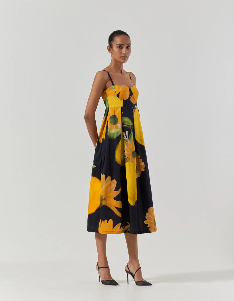 POMELLO BRALETTE DRESS satin by Yam in black color for women in Singapore