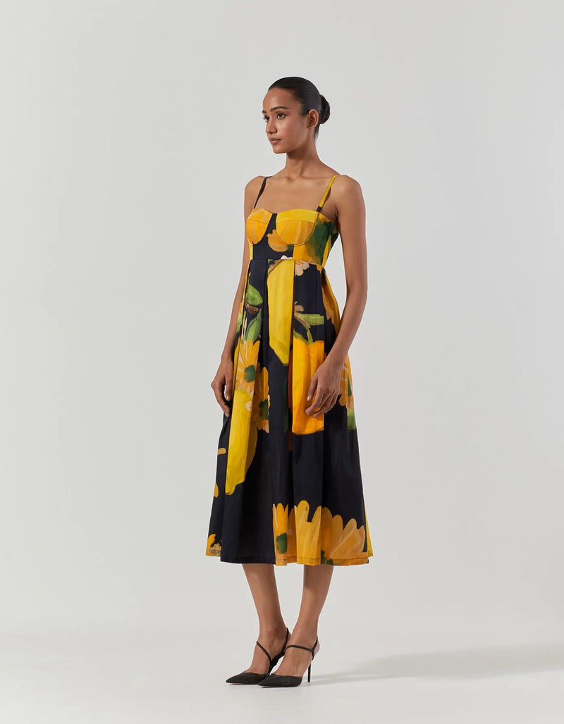 POMELLO BRALETTE DRESS satin by Yam in black color for women in Singapore