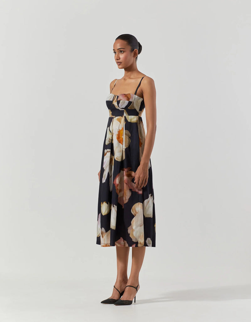 Viva Fiori Bralette Dress satin by Yam in black color for women in Singapore