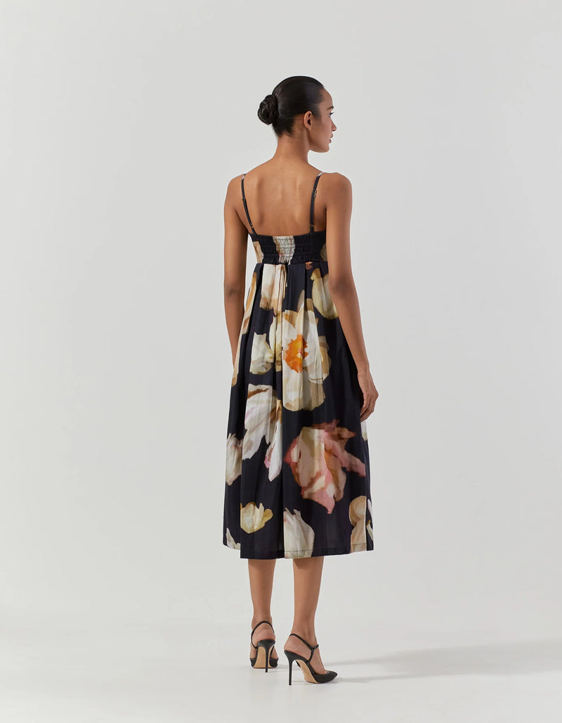 Viva Fiori Bralette Dress satin by Yam in black color for women in Singapore