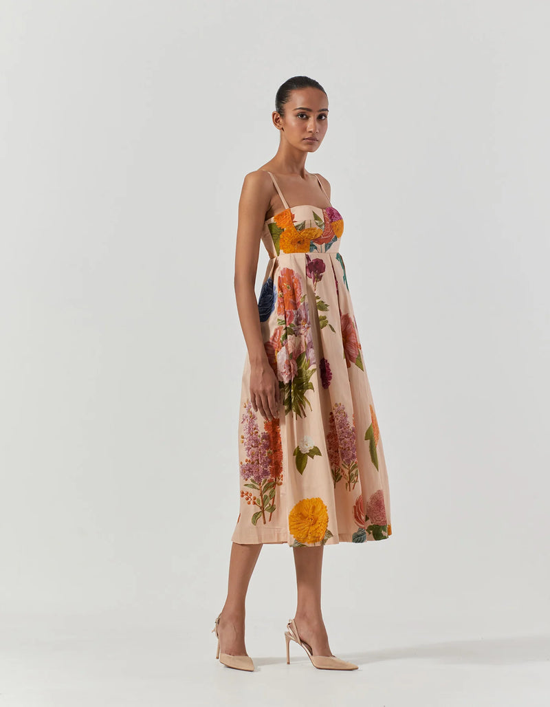 Vintage Garden Bralette Dress satin by Yam in multi color for women in Singapore
