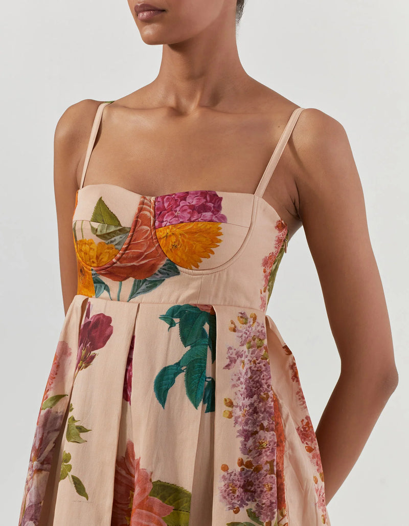 Vintage Garden Bralette Dress satin by Yam in multi color for women in Singapore