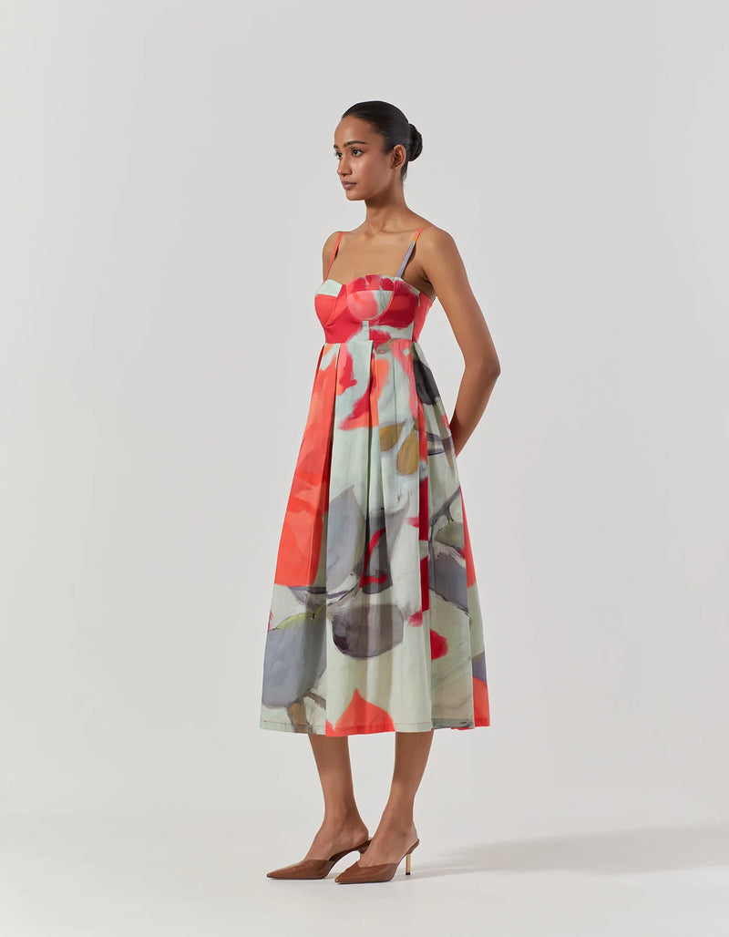 Clara Bralette Dress satin by Yam in blue color for women in Singapore