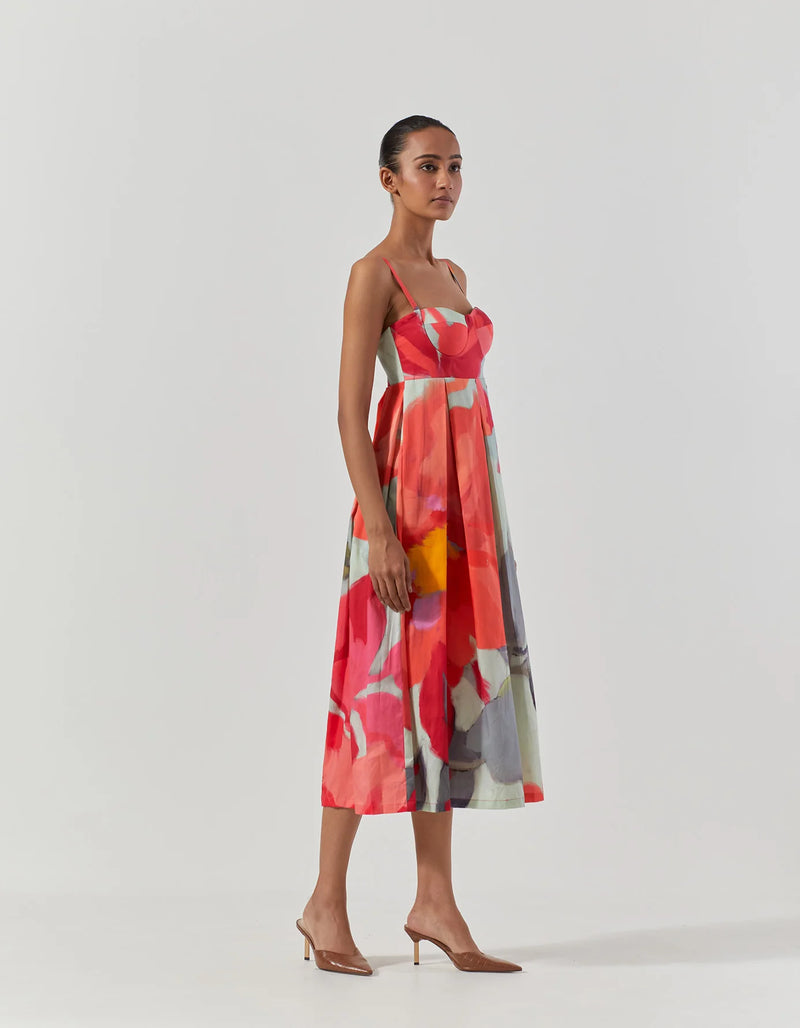 Clara Bralette Dress satin by Yam in blue color for women in Singapore
