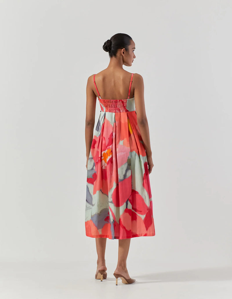Clara Bralette Dress satin by Yam in blue color for women in Singapore