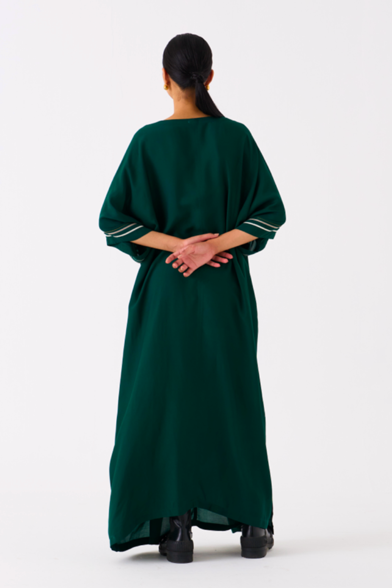 TIE KAFTAN-GREEN bemberg by THREE in green color for women in Singapore