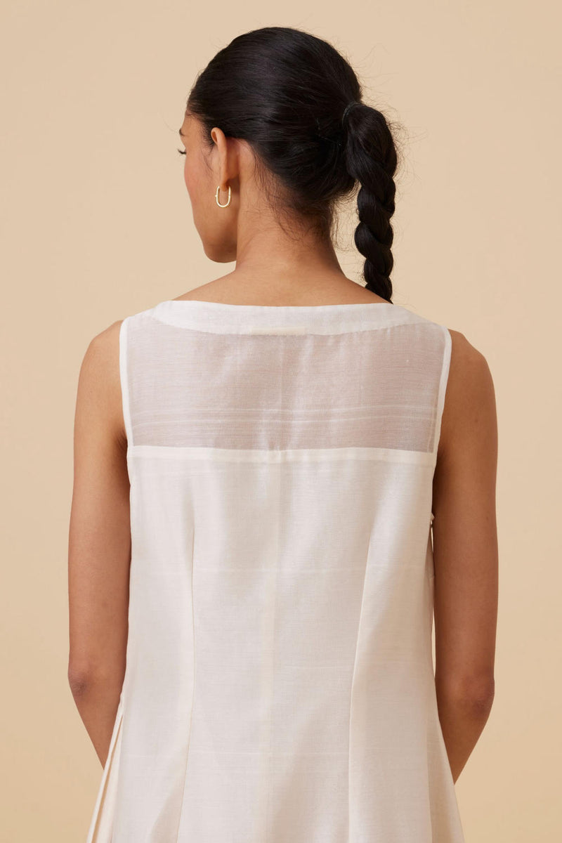 Reyah Handwoven Embroidered Midi Dress chanderi by The Summer House in white color for women in Singapore