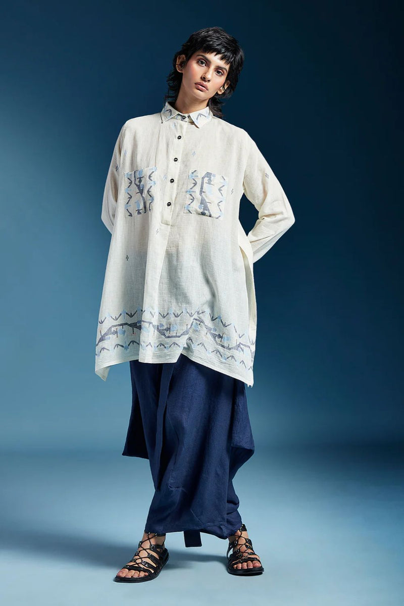 Amaya Shirt-White cotton by Chola in white color for women in Singapore