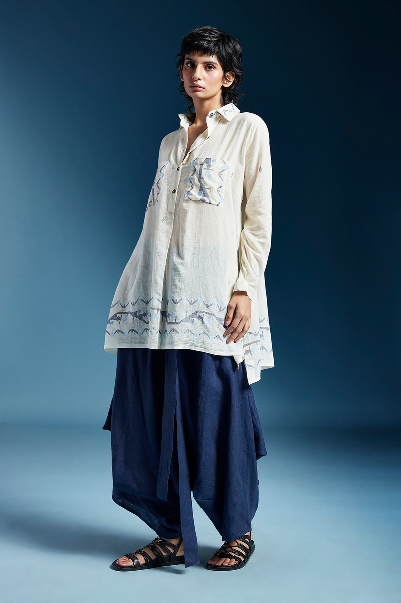 Amaya Shirt-White cotton by Chola in white color for women in Singapore
