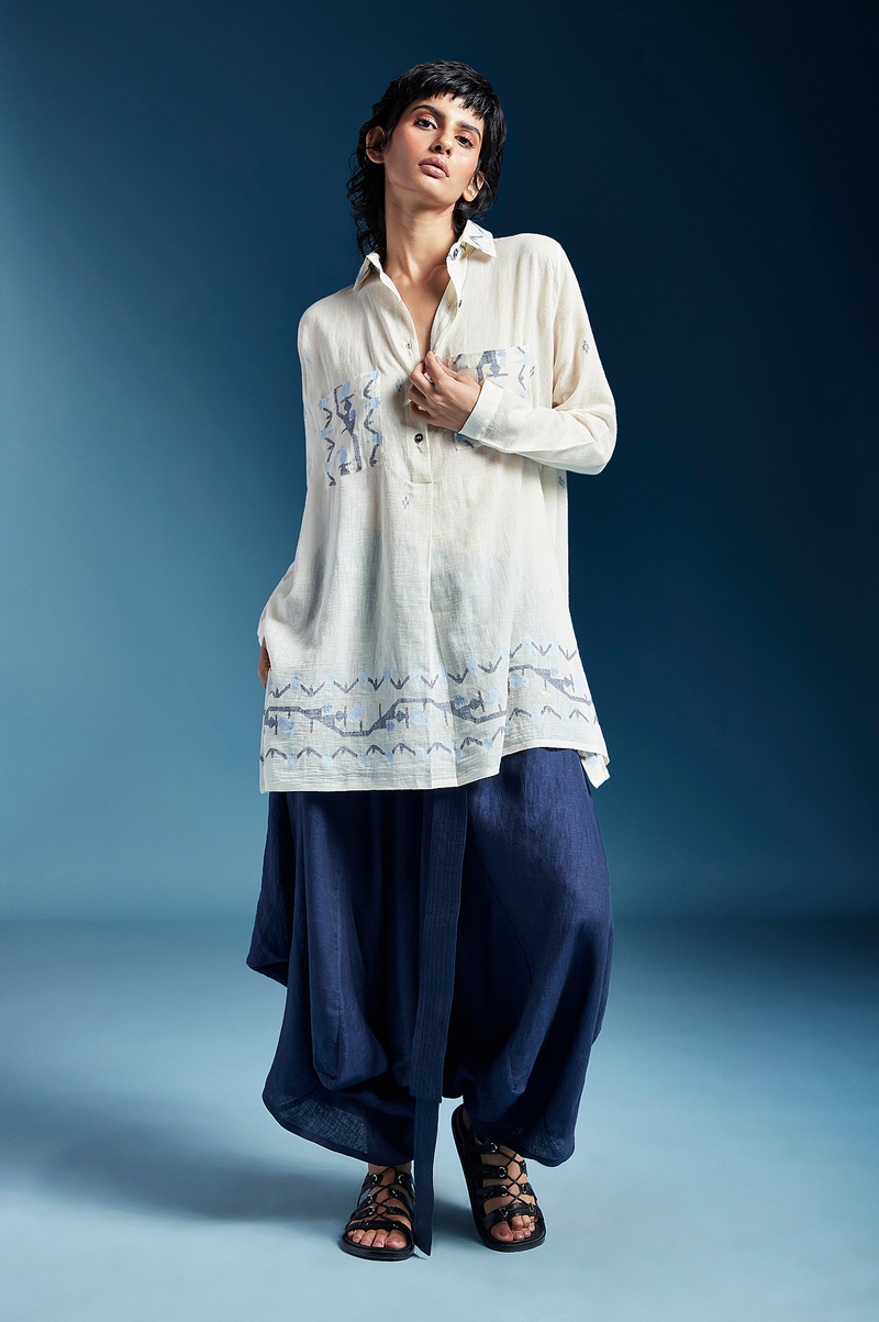 Amaya Shirt-White cotton by Chola in white color for women in Singapore