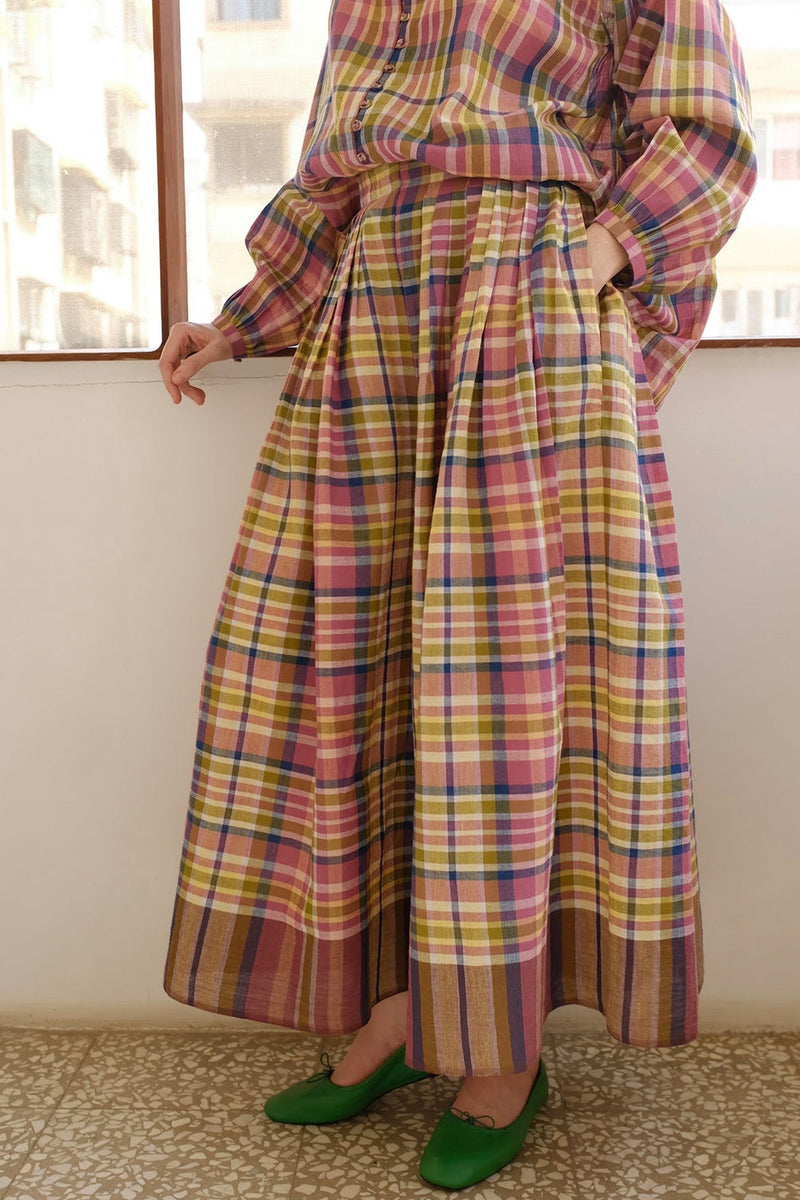 Araya-Chatai Checks Pant handwoven cotton pant/trouser by MASON AND MILL in multi-color for women in Singapore