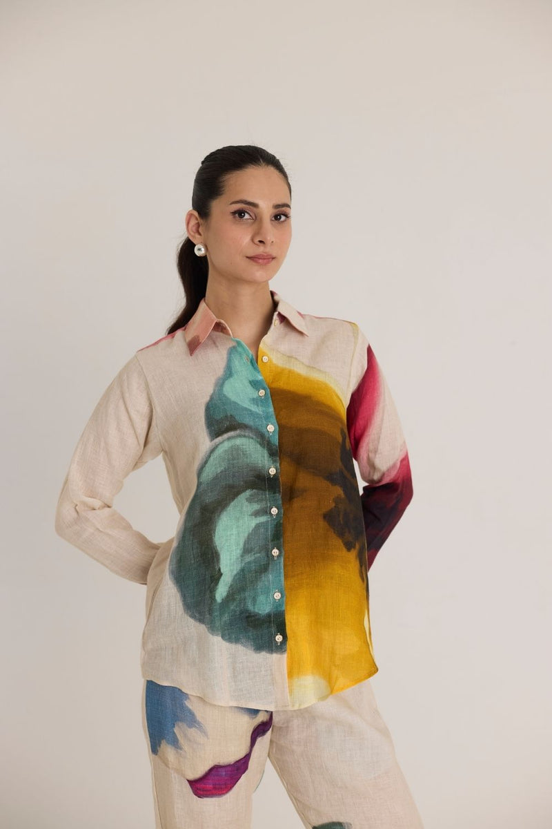 LILA CO-ORD SET linen by Yam in white color for women in Singapore