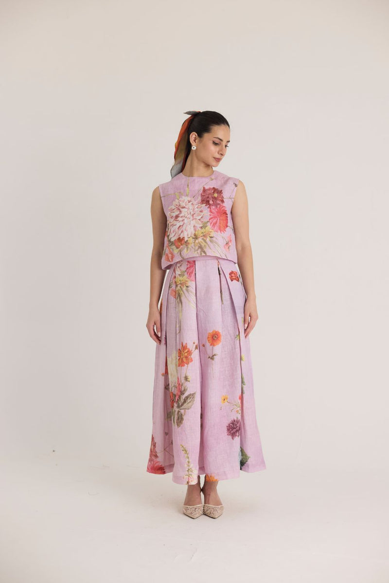 GIGGLE BERRY LINEN TOP & SKIRT SET linen by Yam for women in Singapore