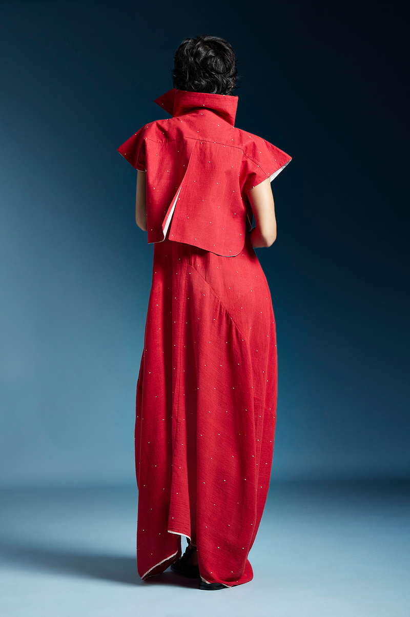 Lou Jacket-Red cotton by Chola in red color for women in Singapore