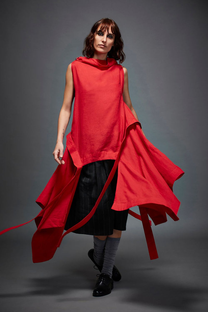 DIANA TOP linen by Chola in red color for women in Singapore
