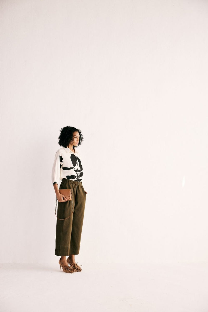 OLIVE TROUSERS twill by Khara Kapas in green for women in Singapore