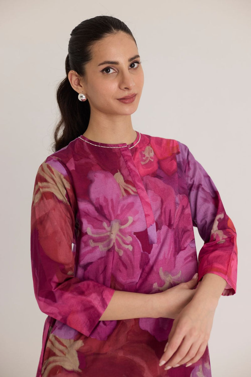 VIOLET GIA STYLE KURTA SET cotton by Yam in pink color for women in Singapore