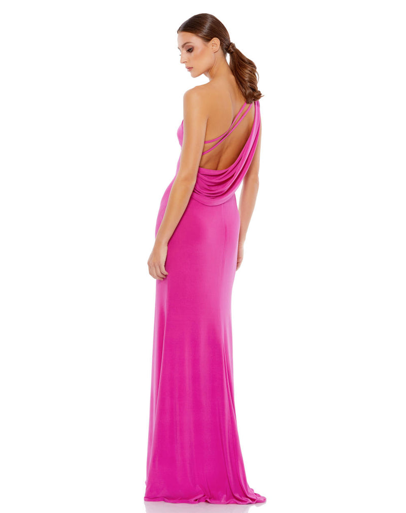 MD-26512 One Shoulder Long Slit Dress-Pink by Mac Duggal in pink color for women in Singapore