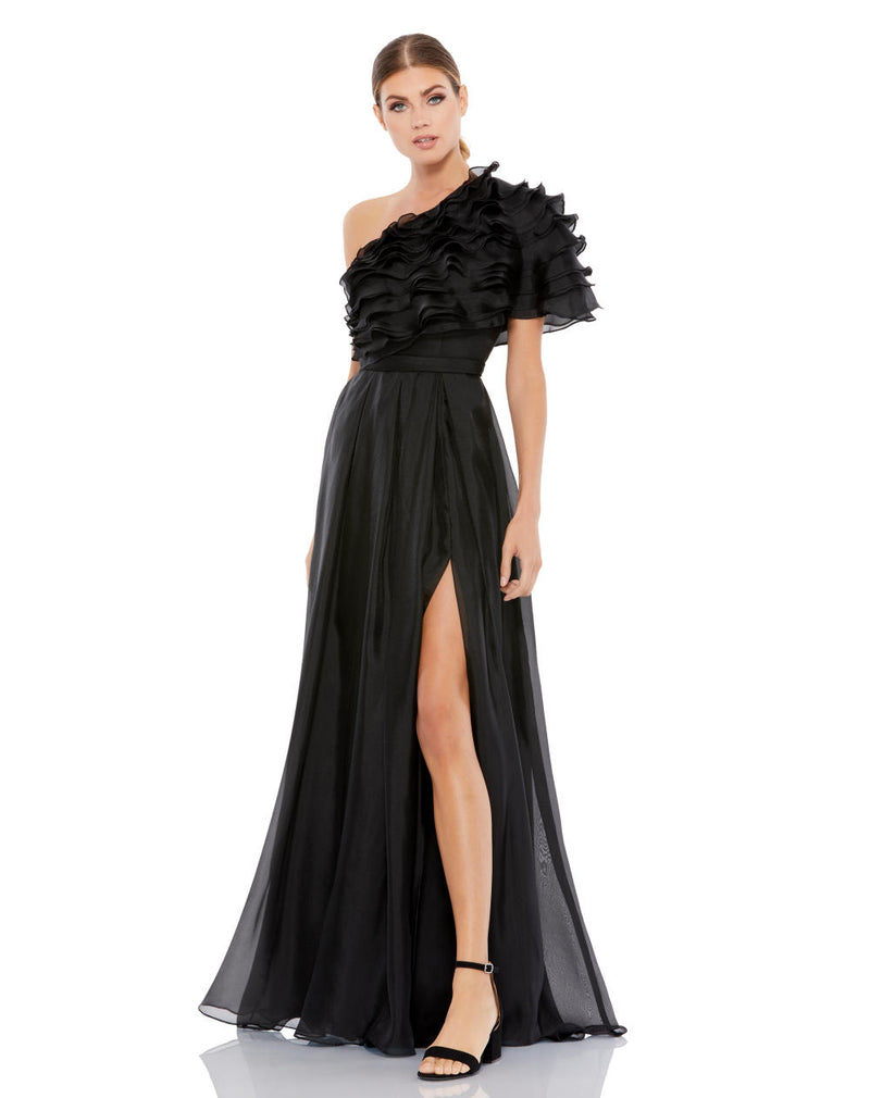 MD-26527 One Shoulder Gown-Black by Mac Duggal in black color for women in Singapore