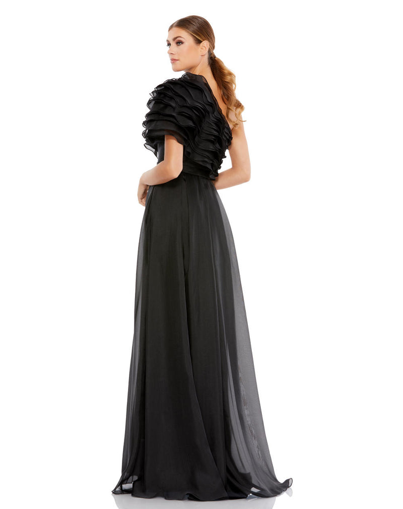 MD-26527 One Shoulder Gown-Black by Mac Duggal in black color for women in Singapore