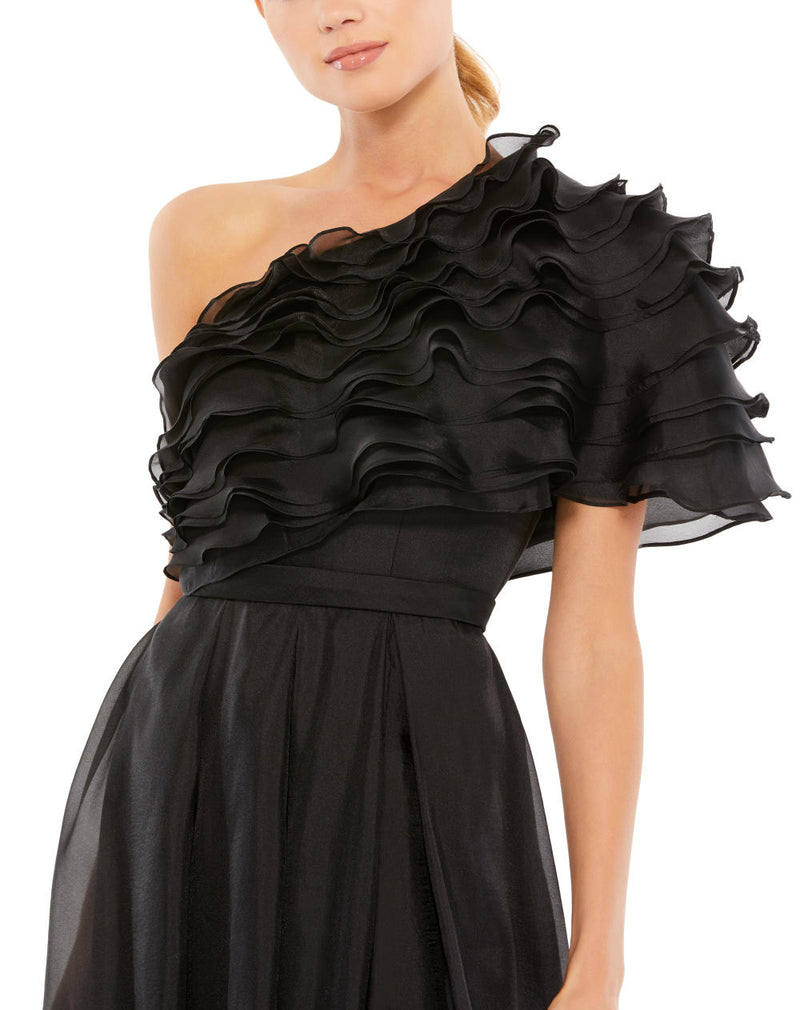 MD-26527 One Shoulder Gown-Black by Mac Duggal in black color for women in Singapore