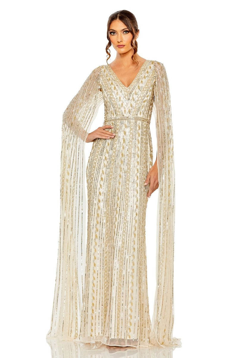MD-5915 Cape Gown-Beige by Mac Duggal in beige color for women in Singapore