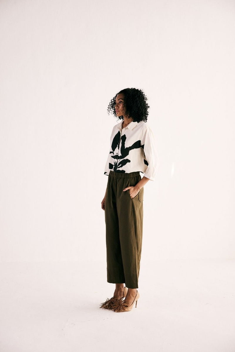 OLIVE TROUSERS twill by Khara Kapas in green for women in Singapore