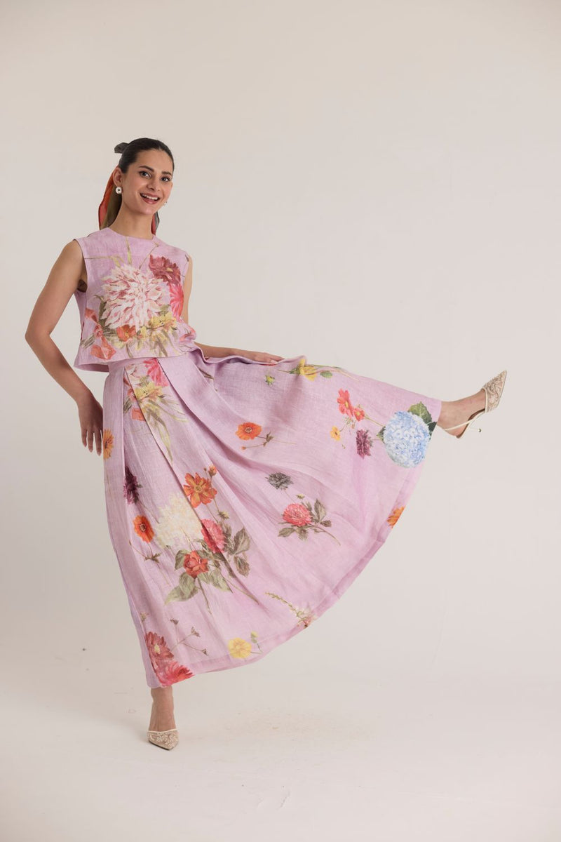 GIGGLE BERRY LINEN TOP & SKIRT SET linen by Yam for women in Singapore
