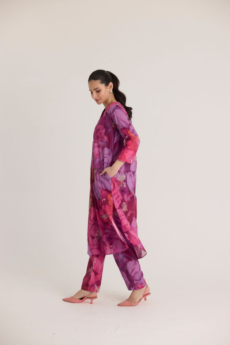 VIOLET GIA STYLE KURTA SET cotton by Yam in pink color for women in Singapore