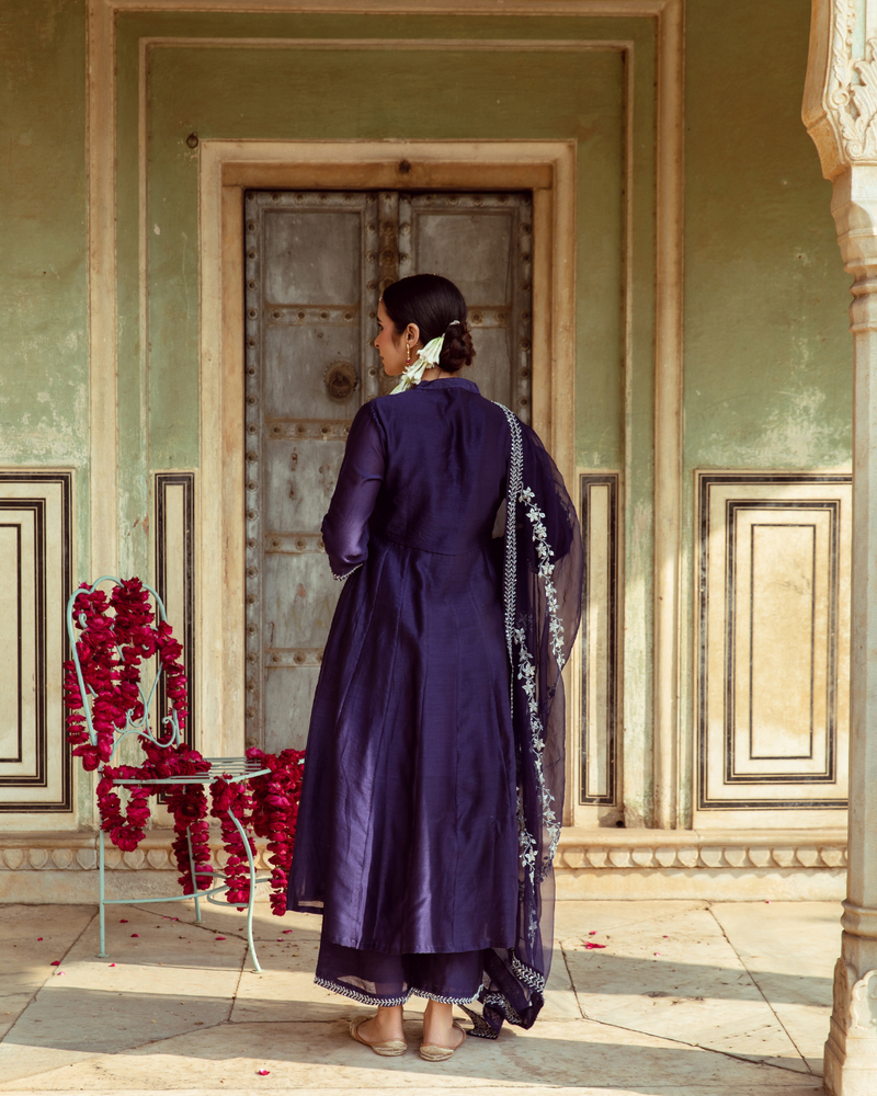 Deep Violet Vintage Zardozi Kurta Set silk Buy Deep Violet Vintage Zardozi Kurta Set from C&W | Kurta/Kurta Sets for Women by Maison Shefali for women in Singapore