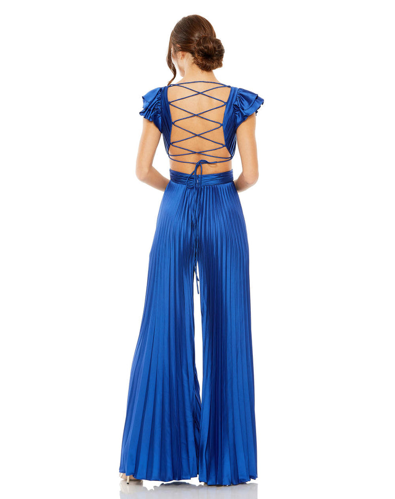 MD-27361 Pleated Jumpsuit-Blue by Mac Duggal in blue color for women in Singapore