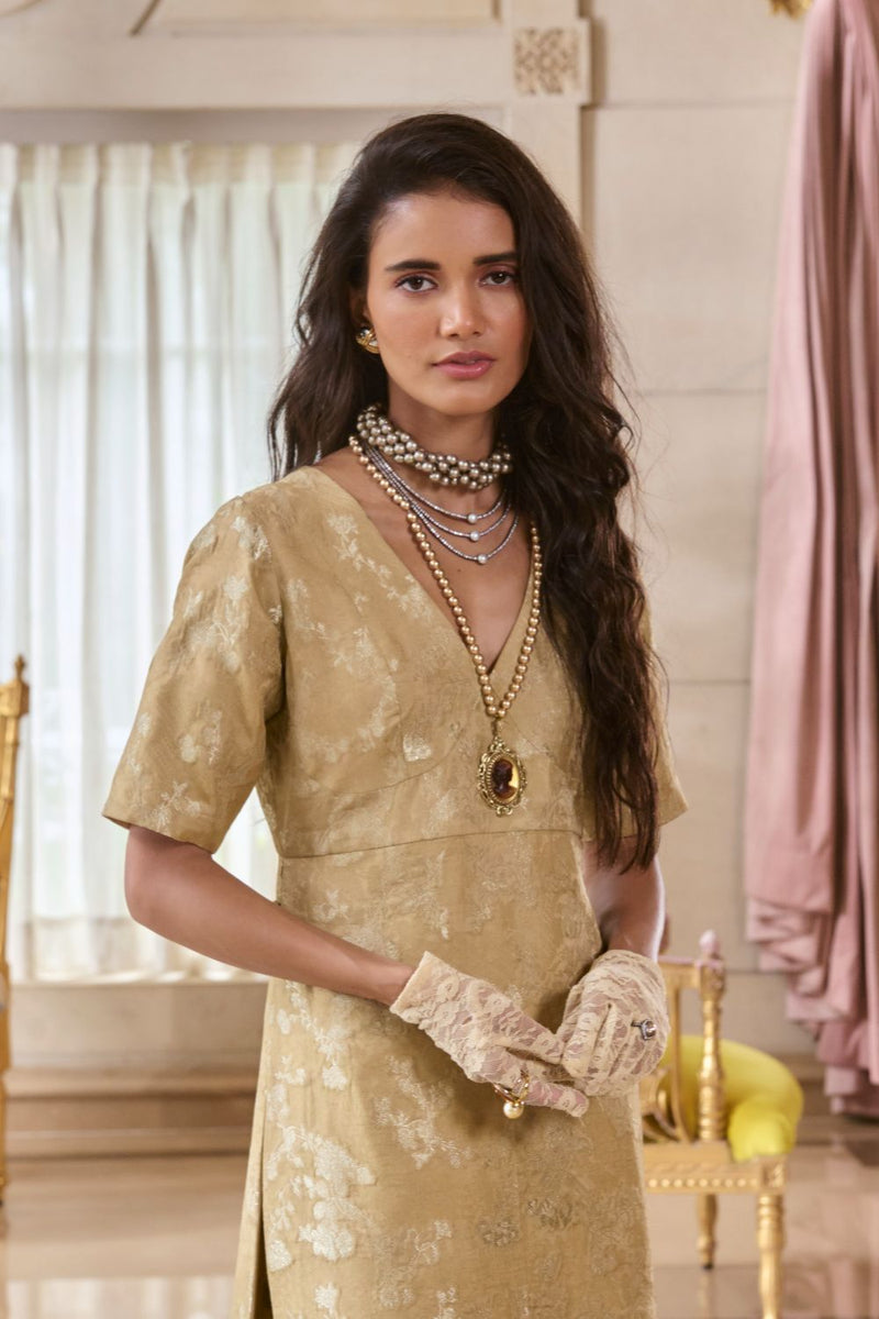 PH-2755 CHIARA KURTA SET – CHICORY by Paulmi & Harsh for women in Singapore