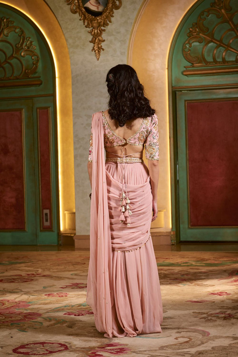 PH-2771 KAIA SAREE SET – LIGHT ROSE by Paulmi & Harsh for women in Singapore