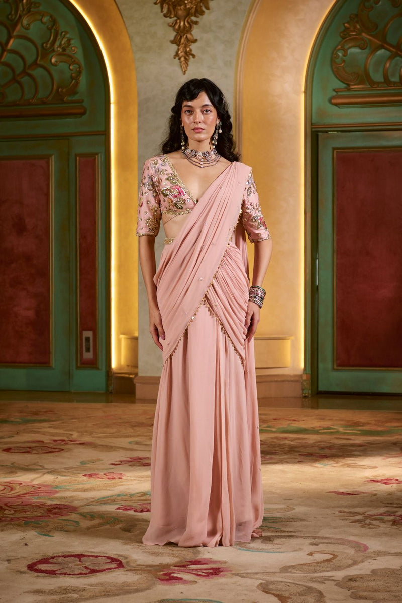 PH-2771 KAIA SAREE SET – LIGHT ROSE by Paulmi & Harsh for women in Singapore