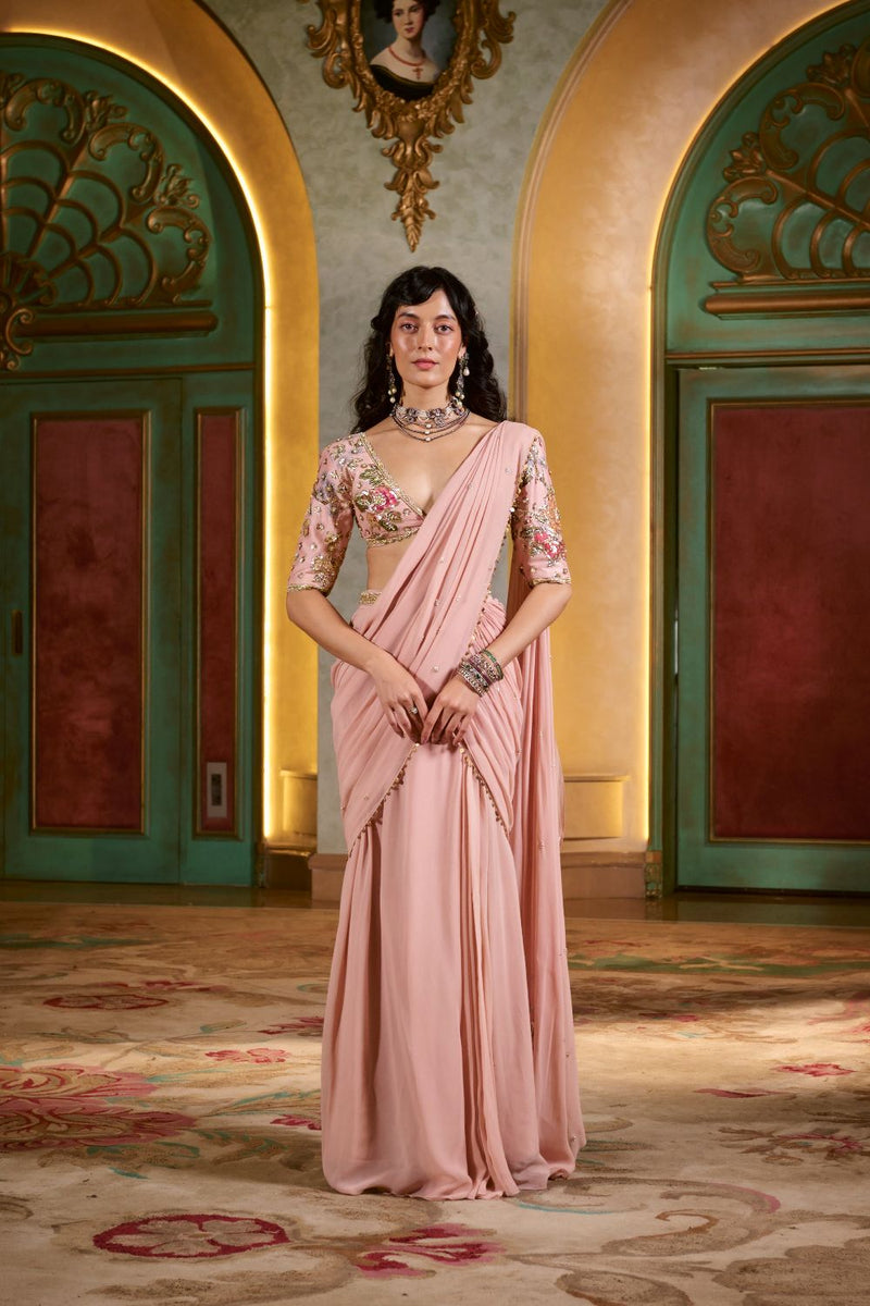 PH-2771 KAIA SAREE SET – LIGHT ROSE by Paulmi & Harsh for women in Singapore