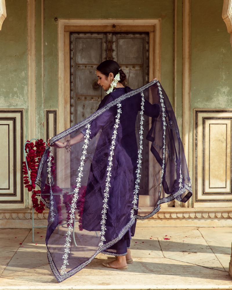 Deep Violet Vintage Zardozi Kurta Set silk Buy Deep Violet Vintage Zardozi Kurta Set from C&W | Kurta/Kurta Sets for Women by Maison Shefali for women in Singapore