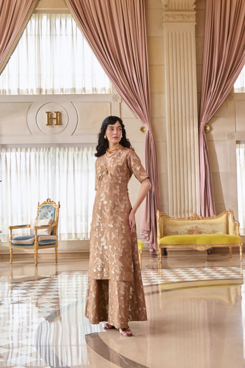 PH-2790 CHIARA KURTA SET – MOCHA by Paulmi & Harsh for women in Singapore