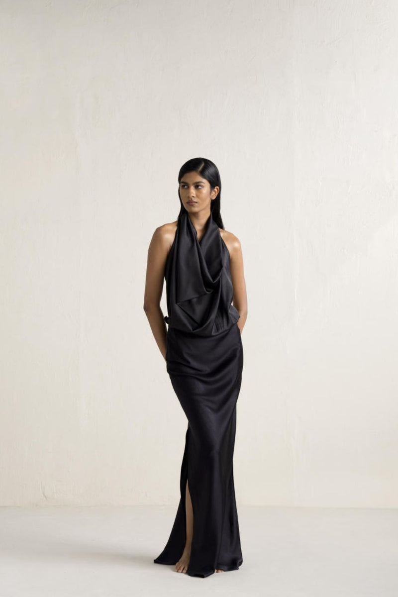 RONGU SKIRT SET silk Buy RONGU SKIRT SET from C&W | Co-Ord Sets for Women by Ituvana in black color for women in Singapore