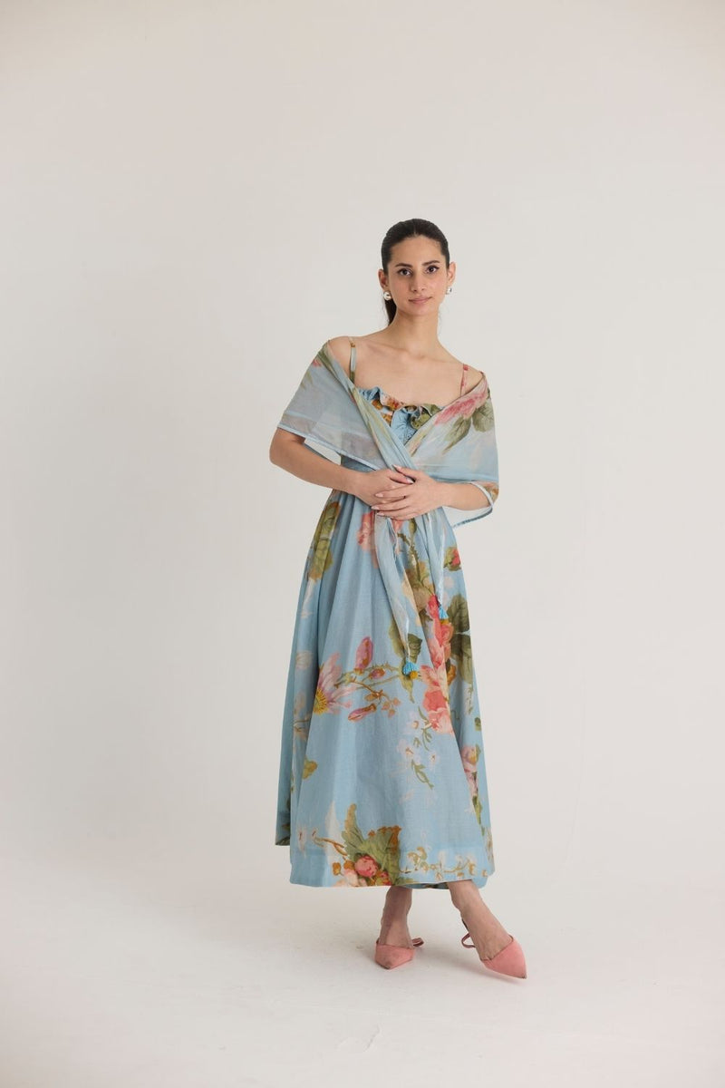 TAFFY SCARF chiffon by Yam in blue color for women in Singapore