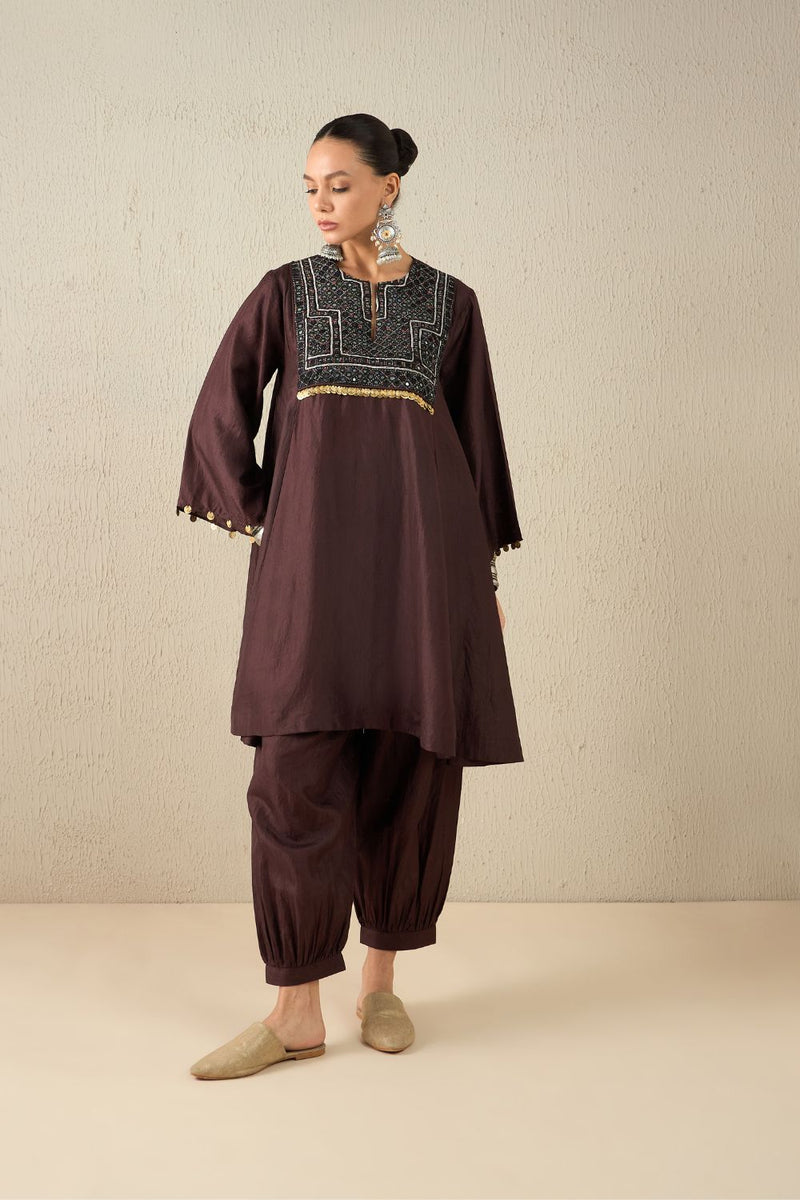 AFGHANI SILK SET silk by Aavidi in yellow color for women in Singapore
