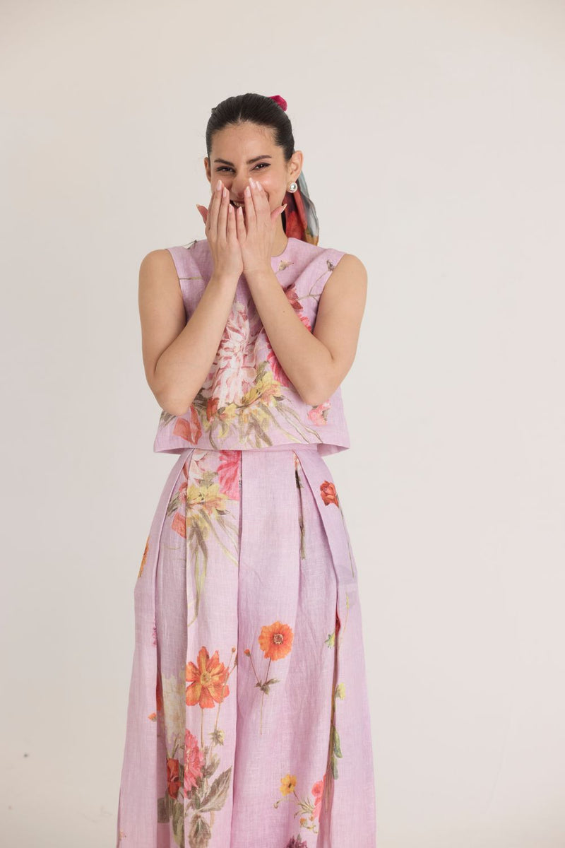 GIGGLE BERRY LINEN TOP & SKIRT SET linen by Yam for women in Singapore