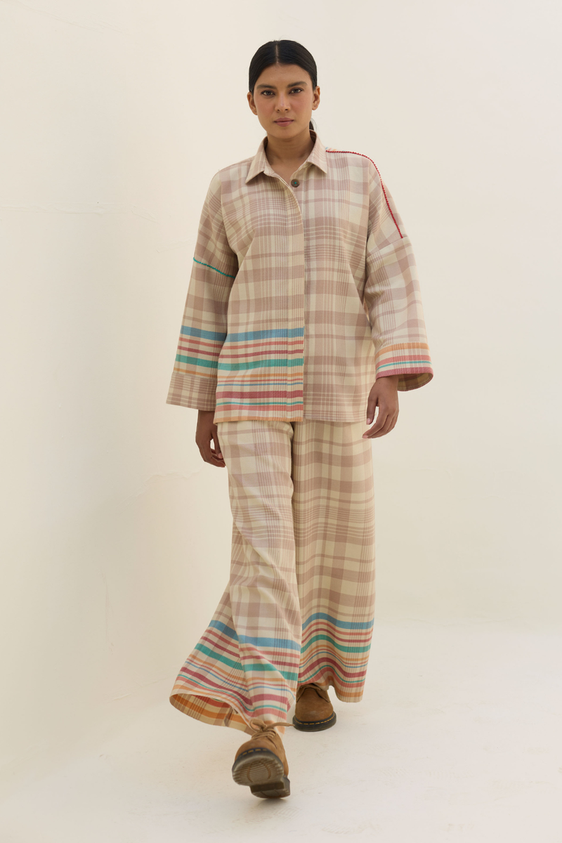 Ellen Dolman Sleeve Co-ord Set - Beige by Manan in beige color for women in Singapore